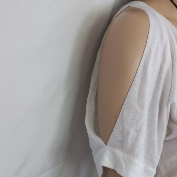 MICHAEL Michael Kors White Cold Shoulder V-Neck Top Sz S  Perfect 4 Any Occasion - Picture 5 of 8